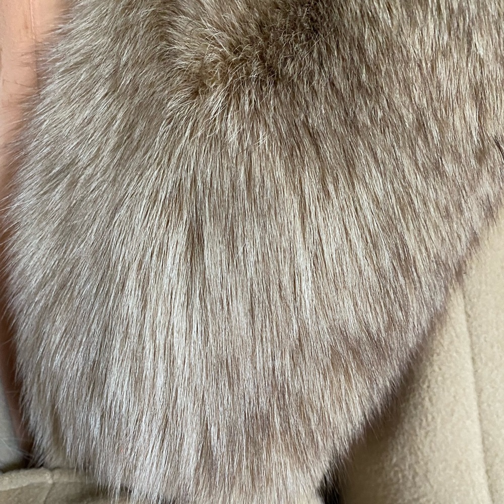 30% OFF BUNDLES! REAL FUR 100% CASHMERE TRENCHCOAT JACKET DUSTER COAT VINTAGE - Picture 4 of 16